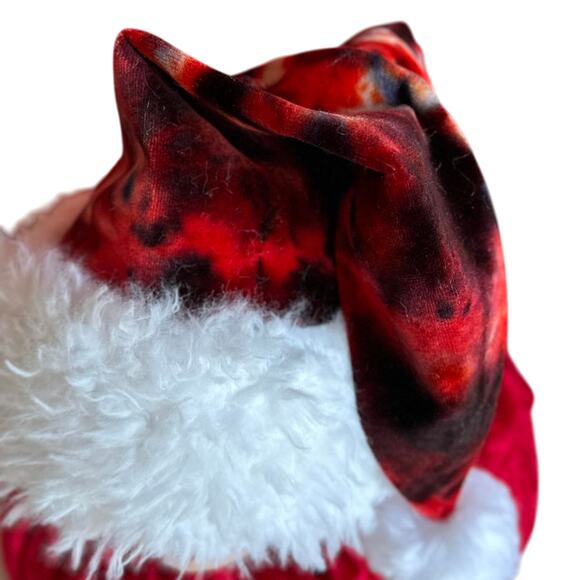 Handcrafted Santa Hat Tie Dye Hand Sewn Christmas Holiday Party Wear - Picture 6 of 7